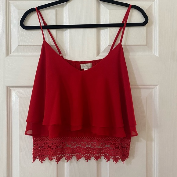 Soulmates Tops - Red Ruffles & Lace Top